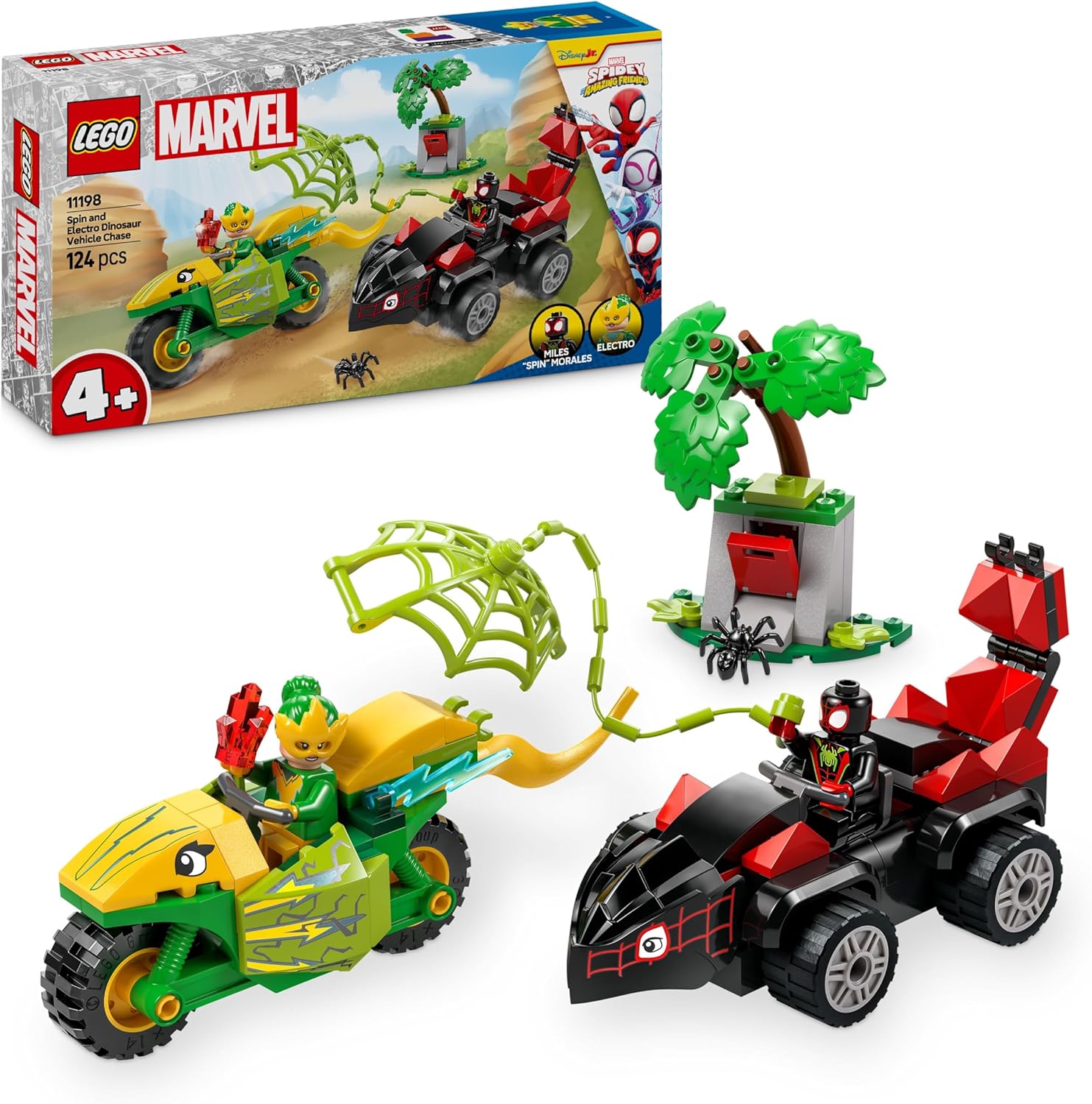 LEGO MARVEL SPIDEY SPIN AND ELECTRO DINOSAUR VEHICLE CHASE 11198 124PCS 4+
