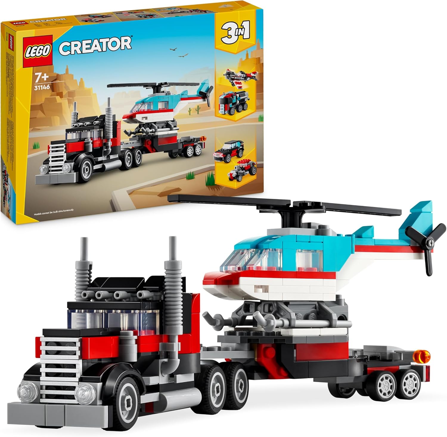 LEGO CREATOR FLATBED TRUCK WITH HELICOPTER TOY 31146 7+9+