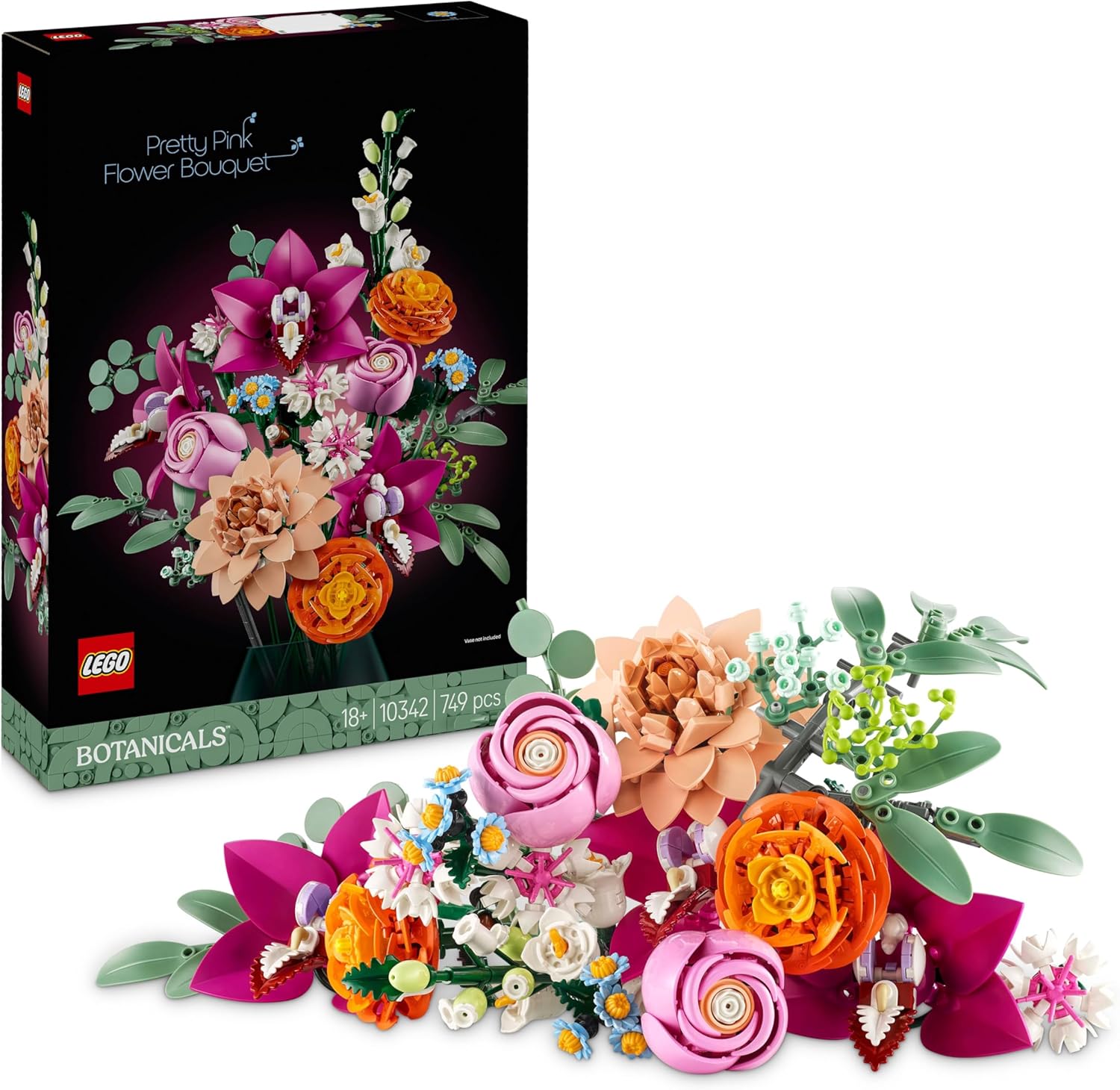 LEGO BOTANICALS PRETTY PINK FLOWER BOUQUET 749PCS 10342 18+