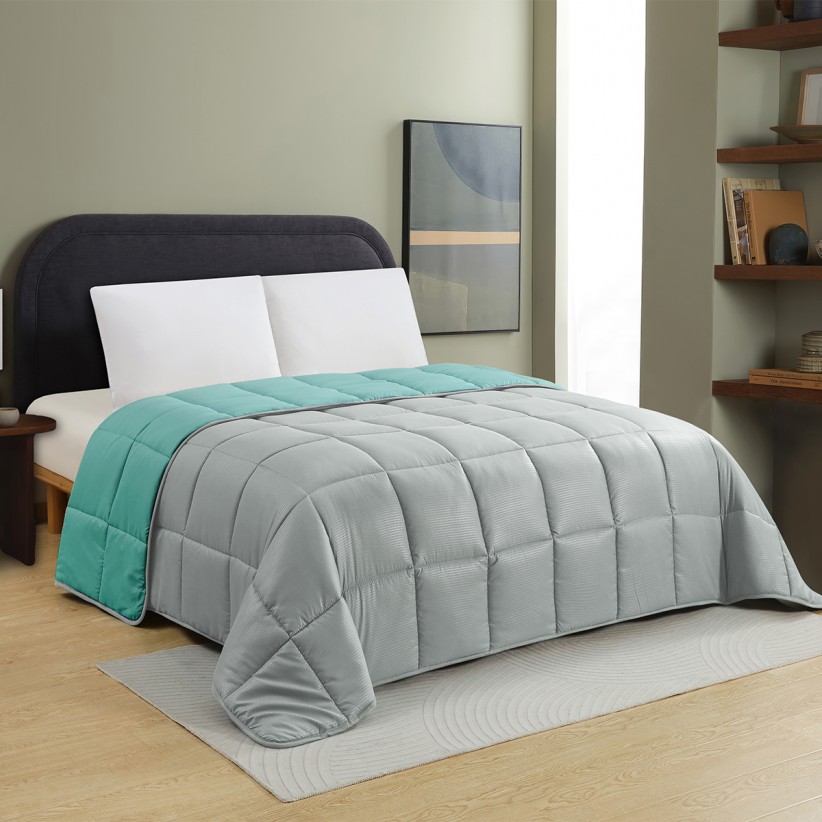 DUVET MONO BROOKLYN GREY / PETROL