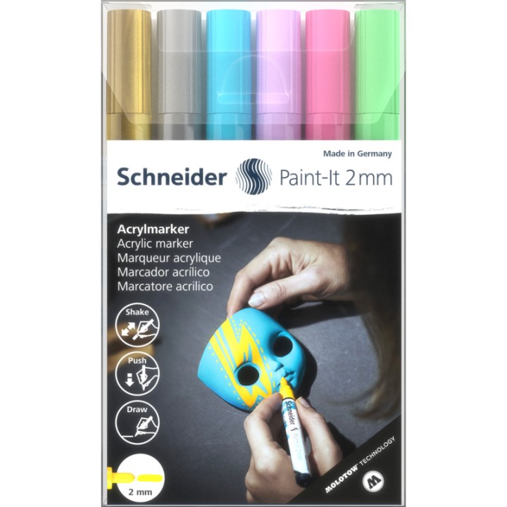 Schneider Acrylic Marker Paint-It 310 2Mm Wallet Set2 6Pc Assrtd.