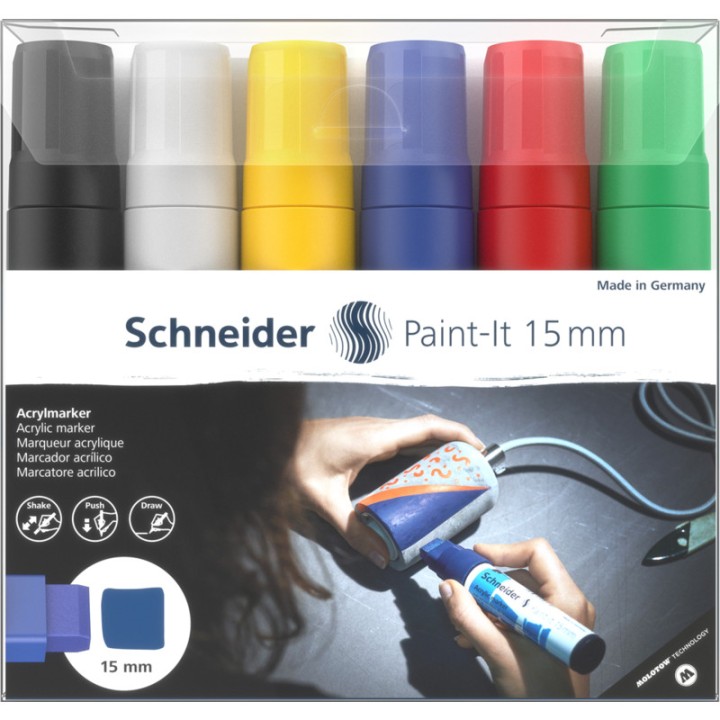 Schneider Acrylic Marker Paint-It 330 15Mm Wallet Set1 6Pc Assrtd.