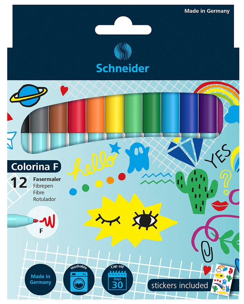 Schneider Fibrepen Colorina F 12 Pieces