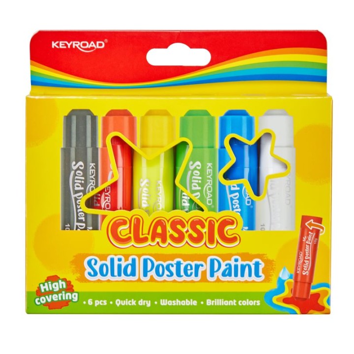 Keyroad Keyroad 6 Classic Colors Solid Poster Paint Stick