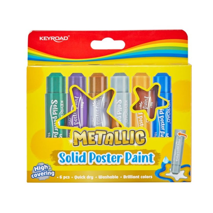 Keyroad Keyroad 6 Mettalic Colors Solid Poster Paint Stick