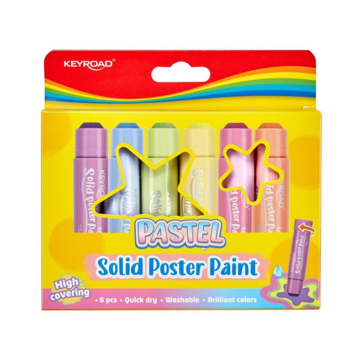 Keyroad Keyroad 6 Pastel Colors Solid Poster Paint Stick