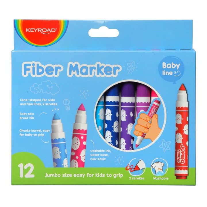 Keyroad Keyroad Jumbo Starter Fiber Markers 12 Pcs