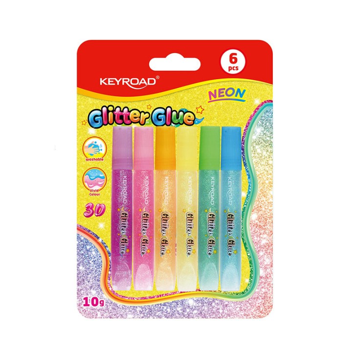 Keyroad Glitter Glue 3D Neon Set Of 6 10G