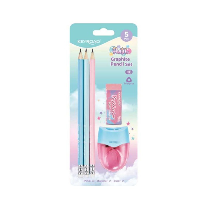 Keyroad School Kit Keyroad, Pastel, 5 Pieces, Blister, Mix Colors