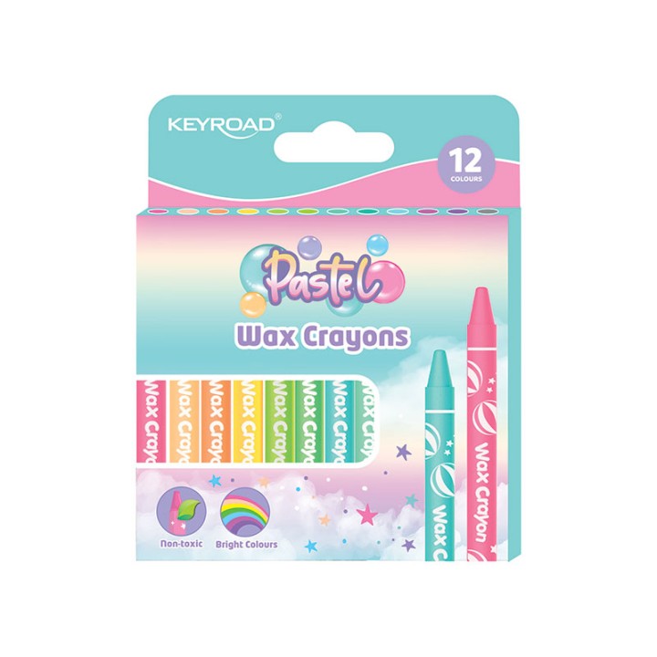 Keyroad Pastel Colour Wax Crayons 8*90Mm Set Of 12 Keyroad