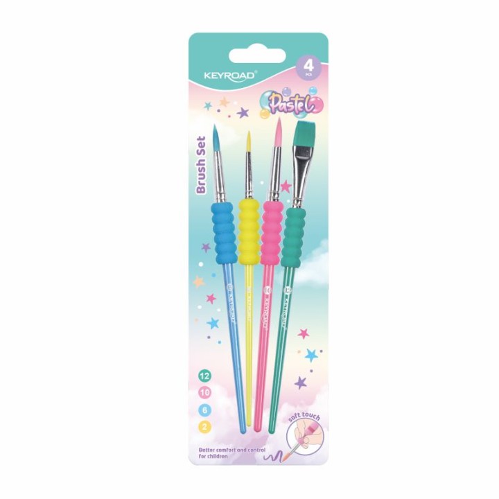 Keyroad Pastel Brush Set 4 Pcs Soft Grip