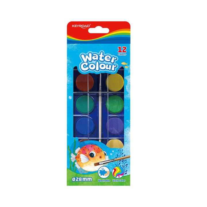 Keyroad Water Colour Cake 28Mm Set Of 12 Free Brush