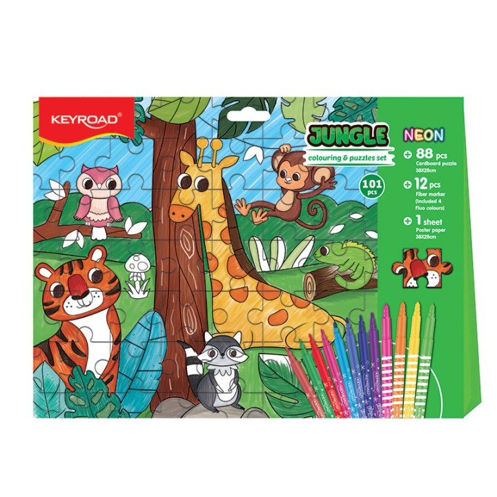 Keyroad Colouring Puzzle Set Jungle 80 Pcs 38X28Cm