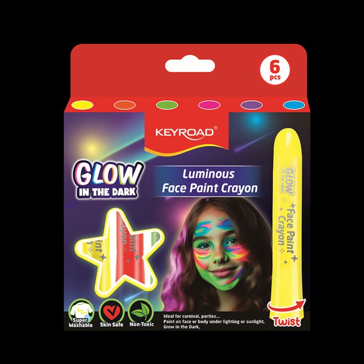 Keyroad Face Paint Glow In The Dark Set Of 6 Keyroad