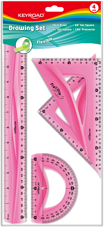 Keyroad Colour Geometry Set 30Cm Flexible 4Pcs