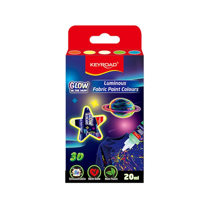 Keyroad Fabric Paint Glow In The Dark 20Ml X 5Pcs