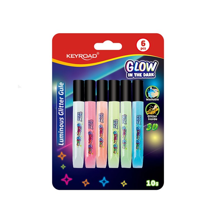 Keyroad Glitter Glue Glow In The Dark Set Of 6 10Ml
