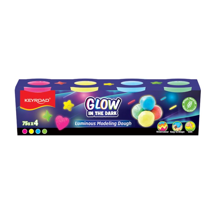 Keyroad Glow In The Dark Modeling Dough 4 X 75 Gr