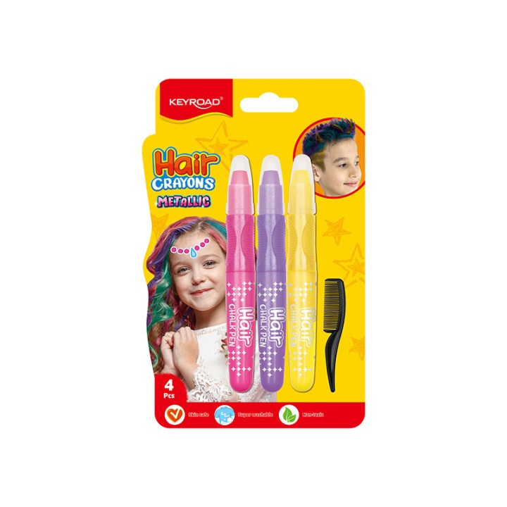 Keyroad Hair Crayon Metallic Colour Set Of 3 + Brush