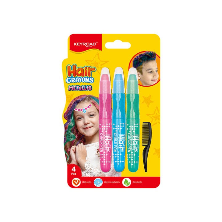 Keyroad Hair Crayon Metallic Colour Set Of 3 + Brush