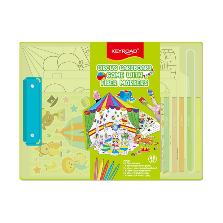 Keyroad Circus Cardboard Game With Fiber Markers