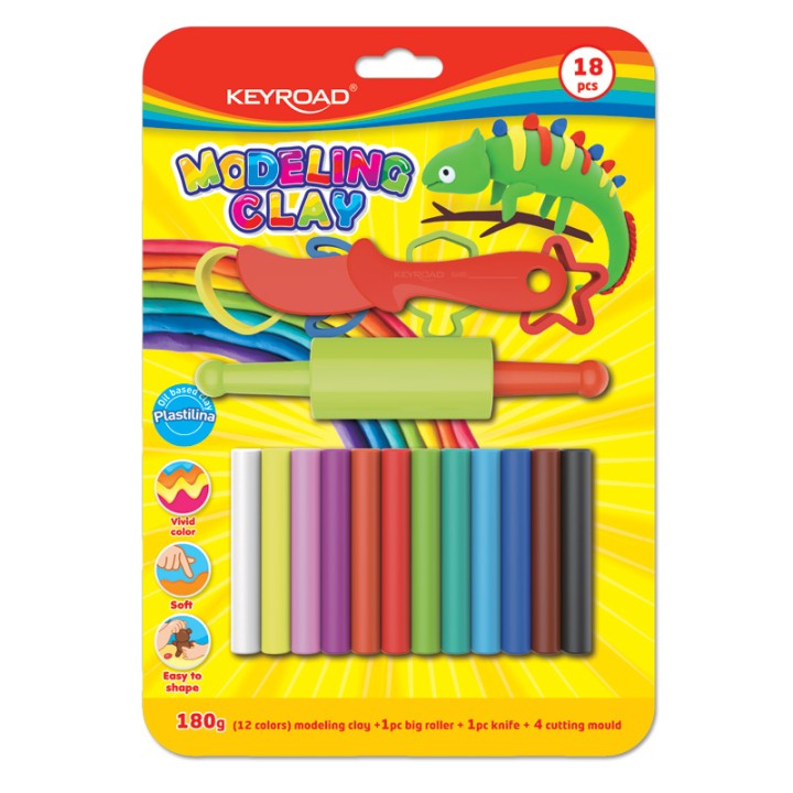 Keyroad Modeling Clay 12P+Cutter & 4 Moulds Set