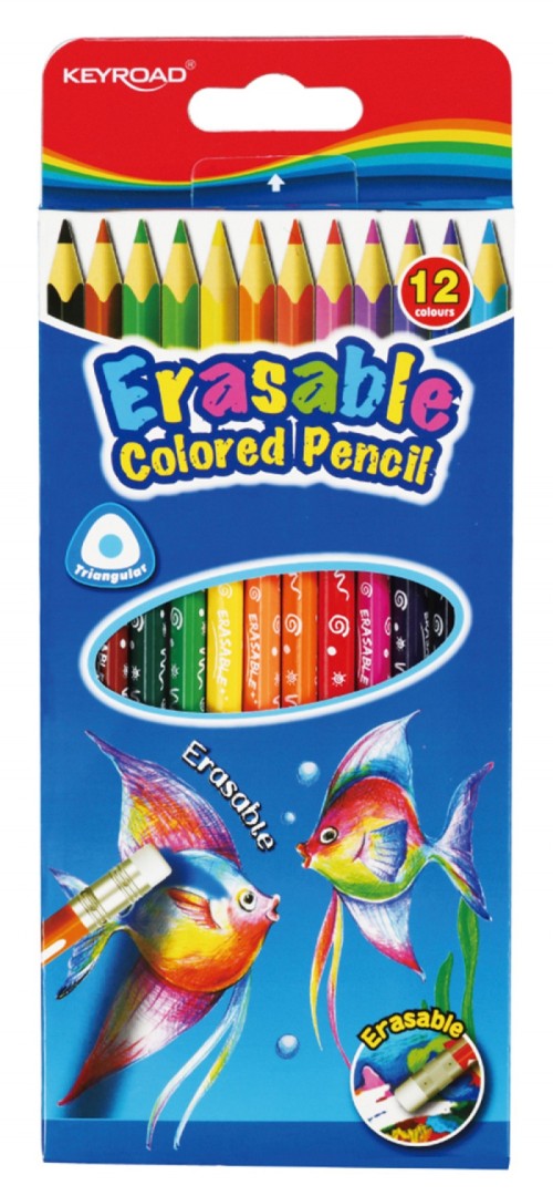 Keyroad Colour Pencil Erasable X12Pcs Long