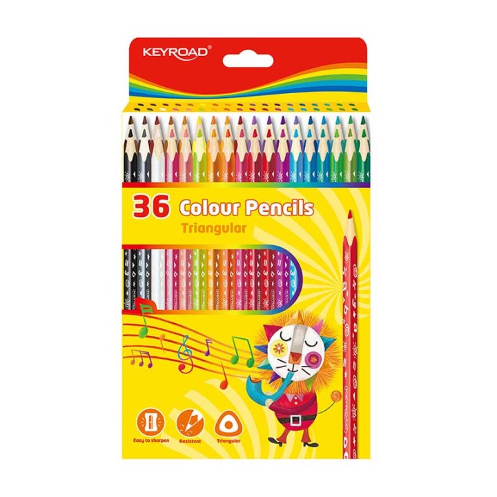 Keyroad 36 Triangle Wooden Colour Pencils