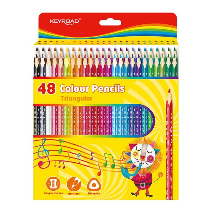 Keyroad 48 Triangle Wooden Colour Pencils