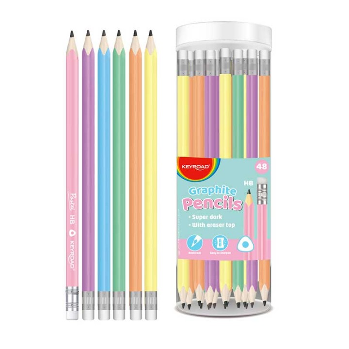 Keyroad Hb Pencil With Eraser Top Tube Of 48 Pcs