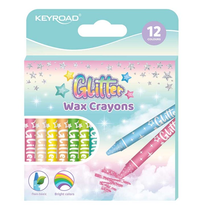 Keyroad Wax Crayons Glitter 12 Pcs