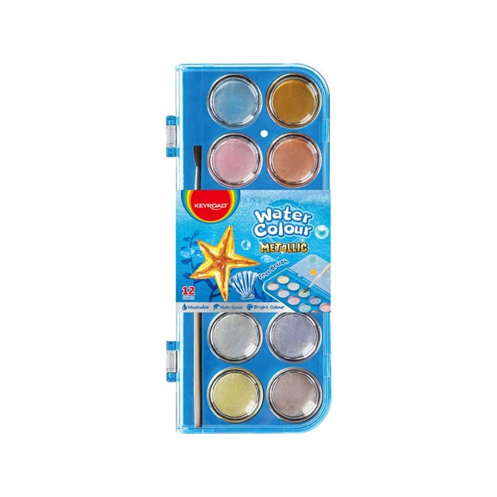 Keyroad 12 Metallic Water Colors In Box With Free Brush