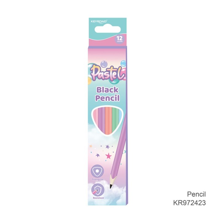 Keyroad Pastel Color Hb Pencil Triangle With Eraser