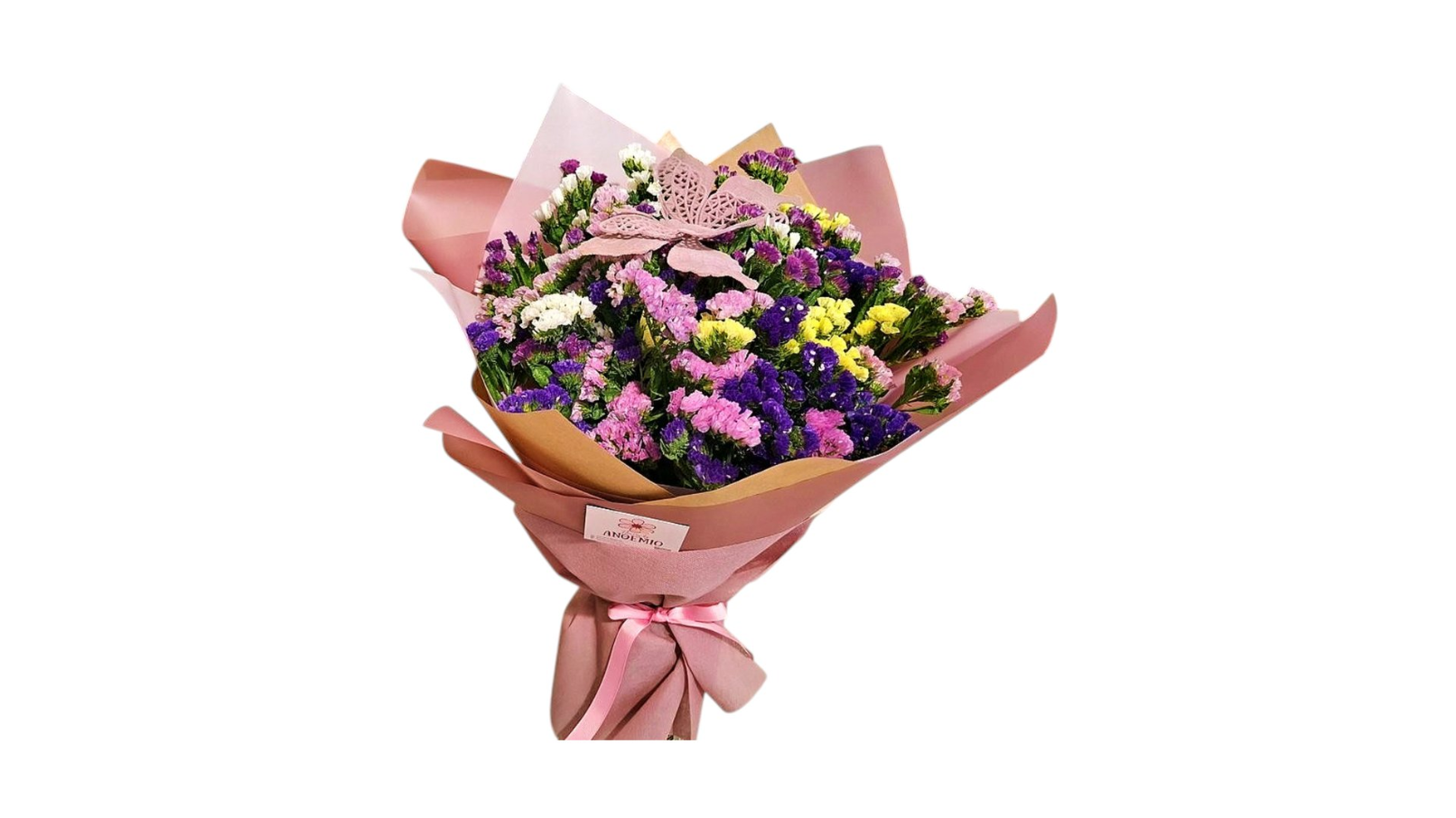 Bouquet Statice Flowers with butterfly stick