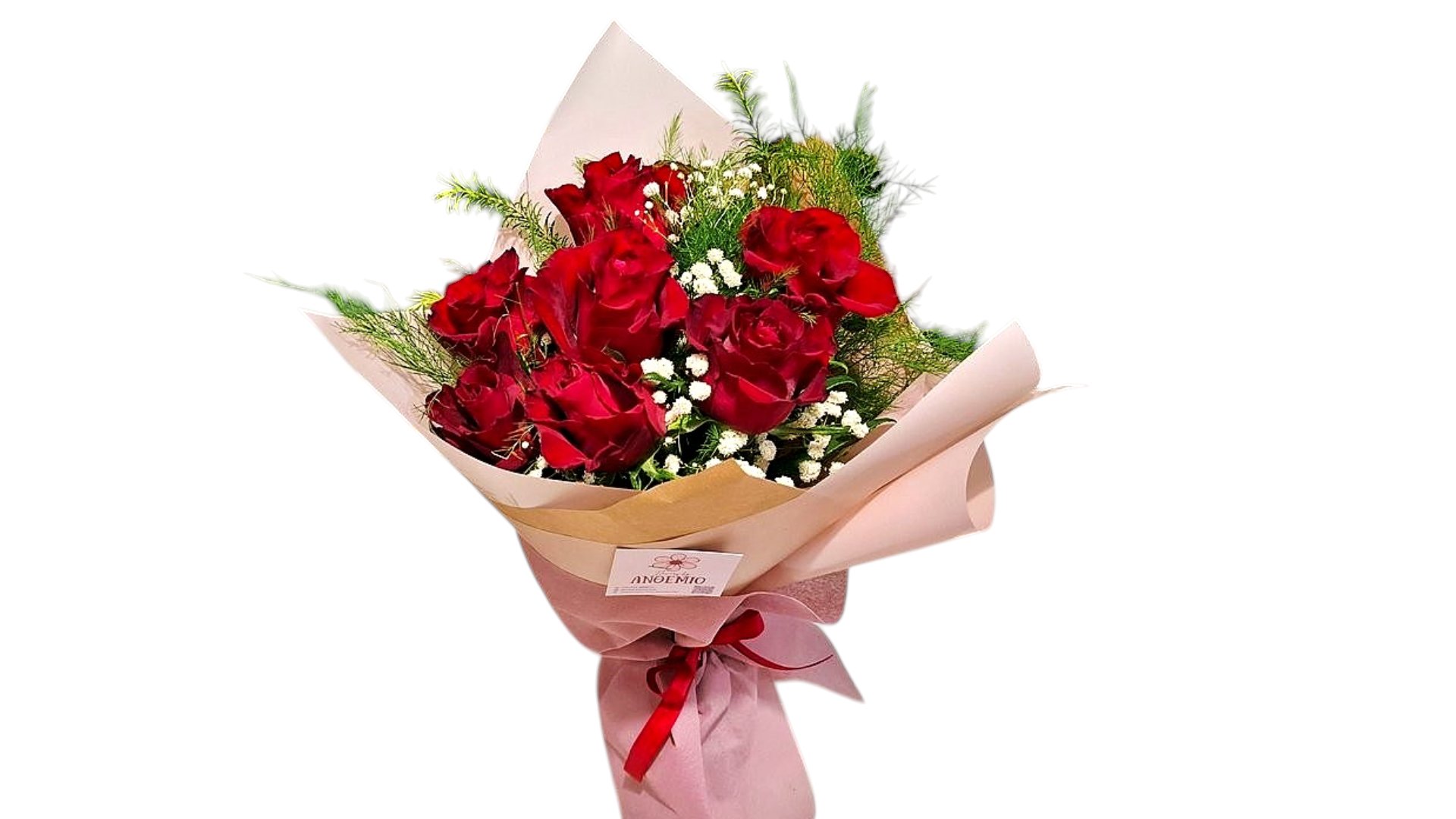 Red Roses with greenery Bouquet