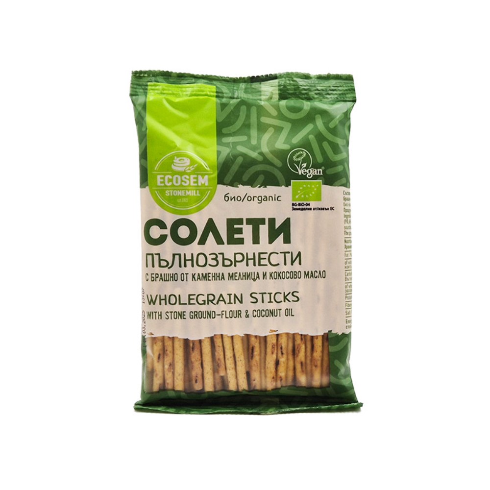 Organic Wolegrain Sticks, 60 g, Ecosem
