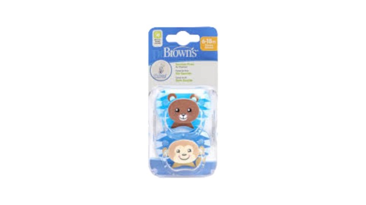 Dr. Brown's Boy Pacifier Animal Faces (6-18) 2 Pack