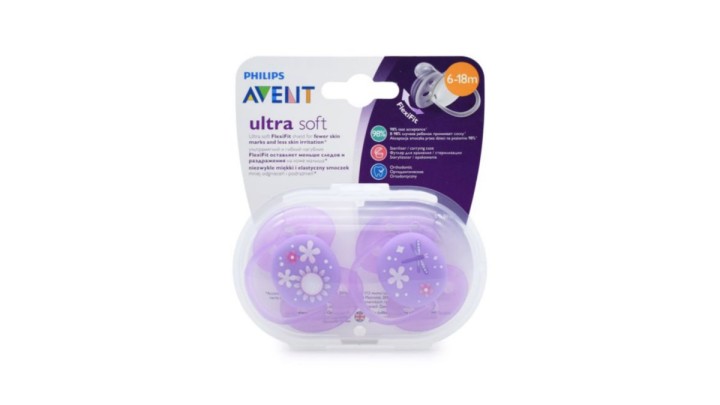 Avent Soother Ultra Soft Happy 6-18m Girl X 2