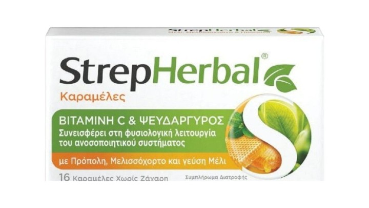 StrepHerbal Throat Candies With Vit C & Zinc 16 Pieces