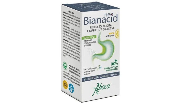 Aboca Bianacid Lemon Flavour 14 Chewable Tablets