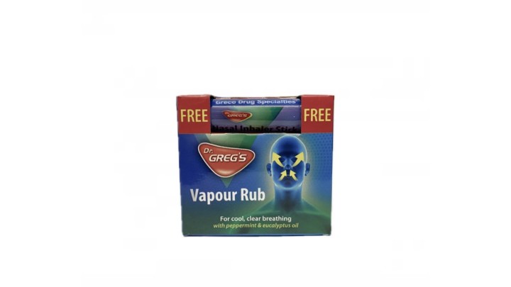 Dr Greg's Vapour Rub With Peppermint & Eucalyptus Oil 50gr+Nasal Inhaler Stick