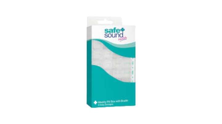 Safe + Sound Weekly Pill Box With Braille 4 Daily Dosage