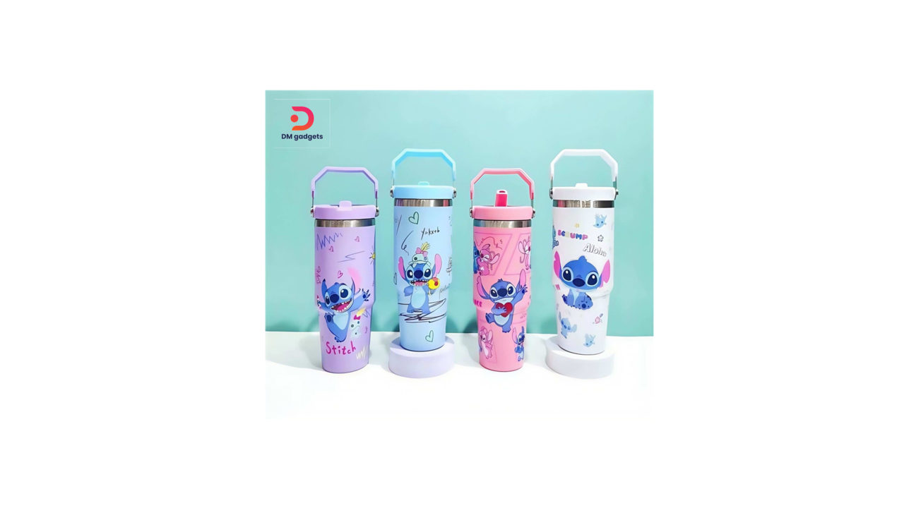 606M#Stitch-P® 900ml Insulated Tumbler with Straw and Lid – Pink