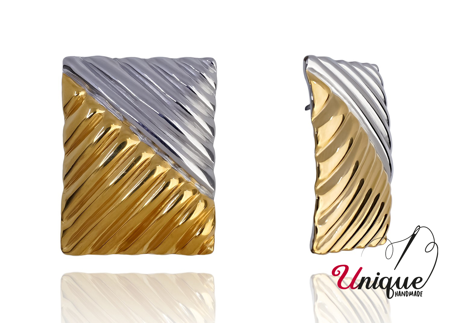 Two-Tone Stainless Steel Earrings