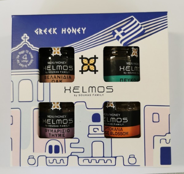 Helmos Quadruplet Of Honey Gift Box-island 4χ50gr