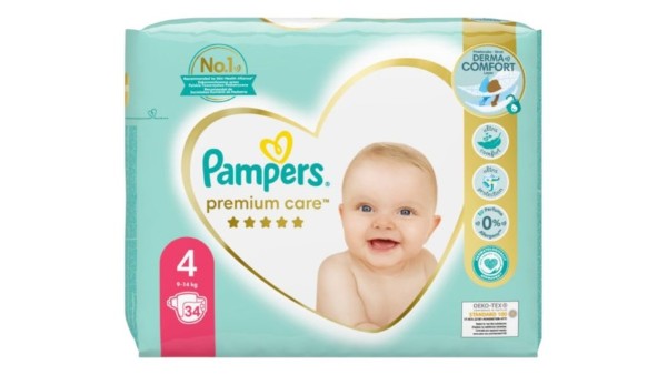 Pampers Premium Care Baby Diapers No4 9-14kg 34pcs