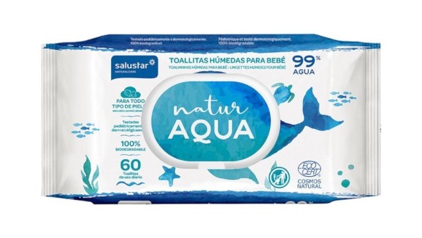 Salustar Naturaqua 99% Water 60 Wipes