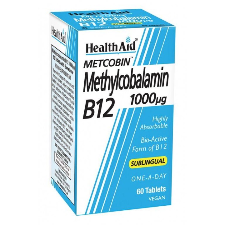 Health Aid Metcobin Methylcobalamin B12 1000mcg 60 Sublingual Tablets