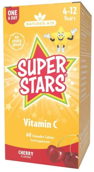 Natures Aid Super Stars Vitamin C 60 Chewable Tabs