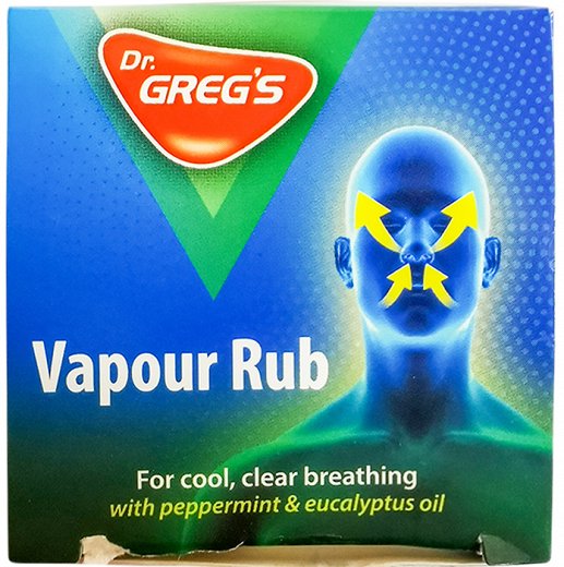 Dr Greg's Vapour Rub With Peppermint & Eucalyptus Oil 50gr